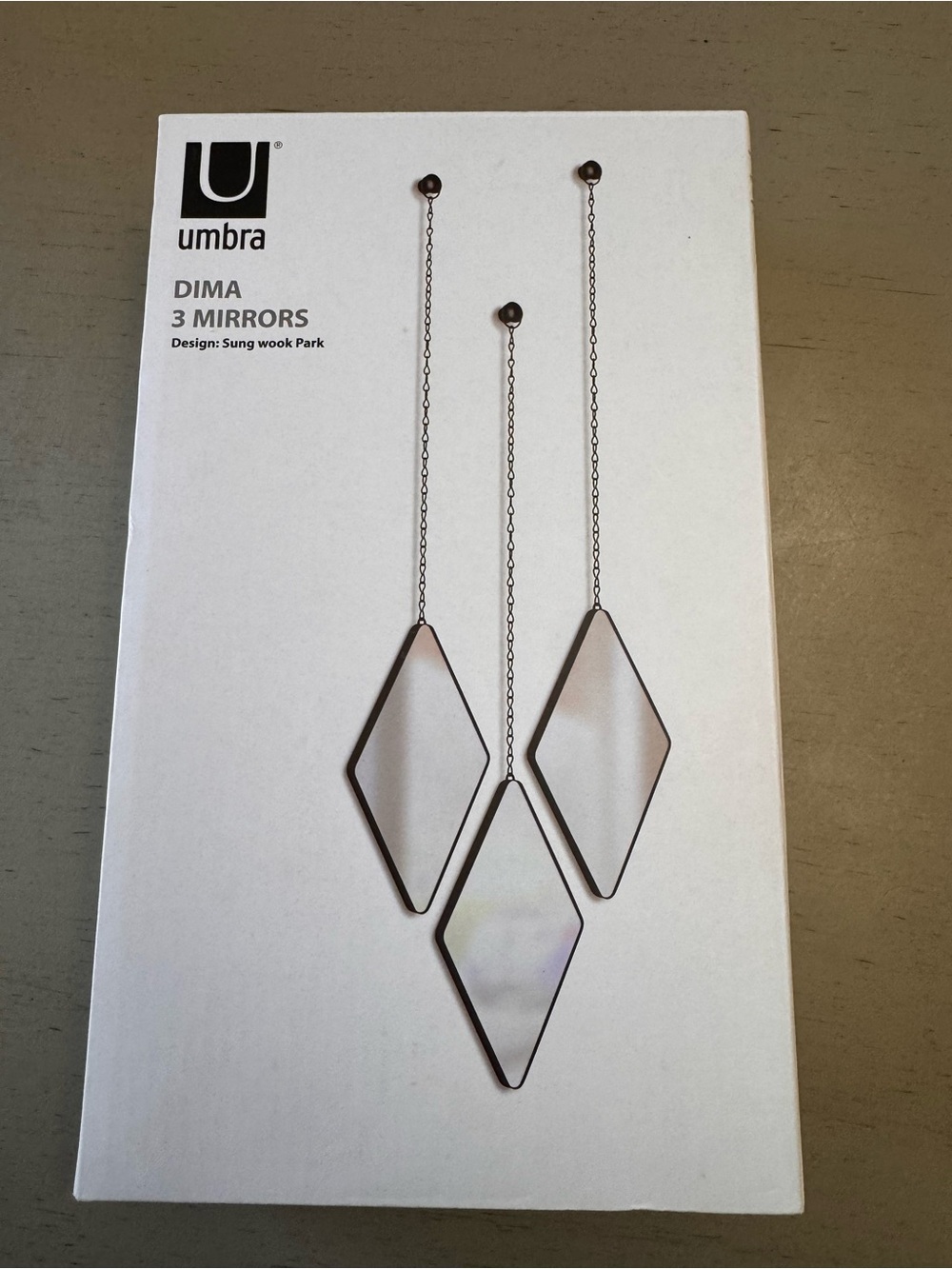 Umbra Dima Hanging Diamond Mirrors - Black Metal Frames NIB